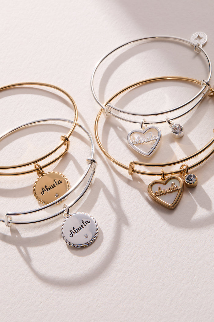 Abuela Mother of Pearl Heart Charm Bangle