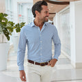 Apex Performance Dress Shirt Semi-Spread Collar Blue Grid Check