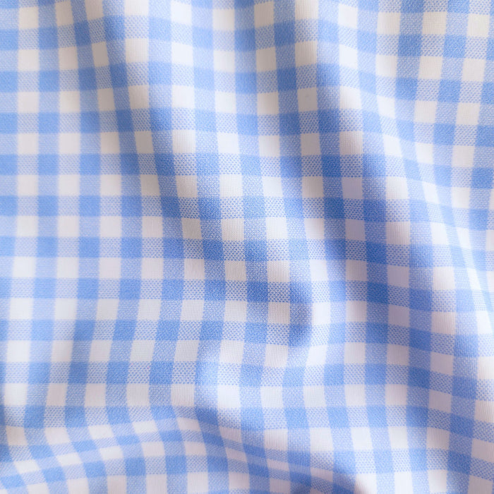 Apex Performance Dress Shirt Semi-Spread Collar Light Blue Gingham