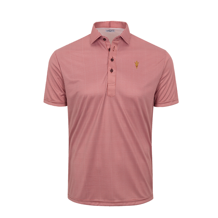 Arizona State Semi-Spread Collar Polo Maroon Houndstooth