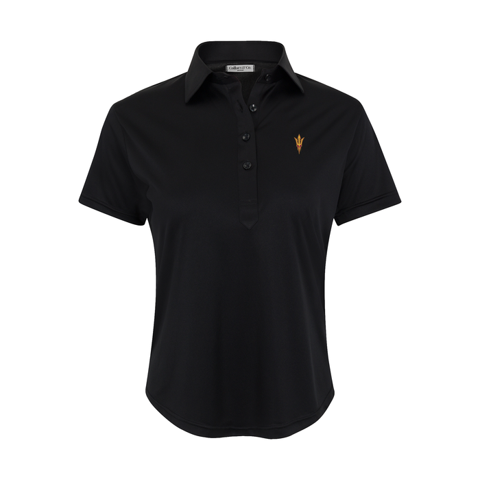 Arizona State Women's Cap Sleeve Semi Spread Polo Black