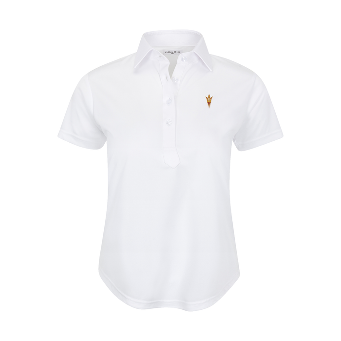 Arizona State Women's Cap Sleeve Semi Spread Polo White