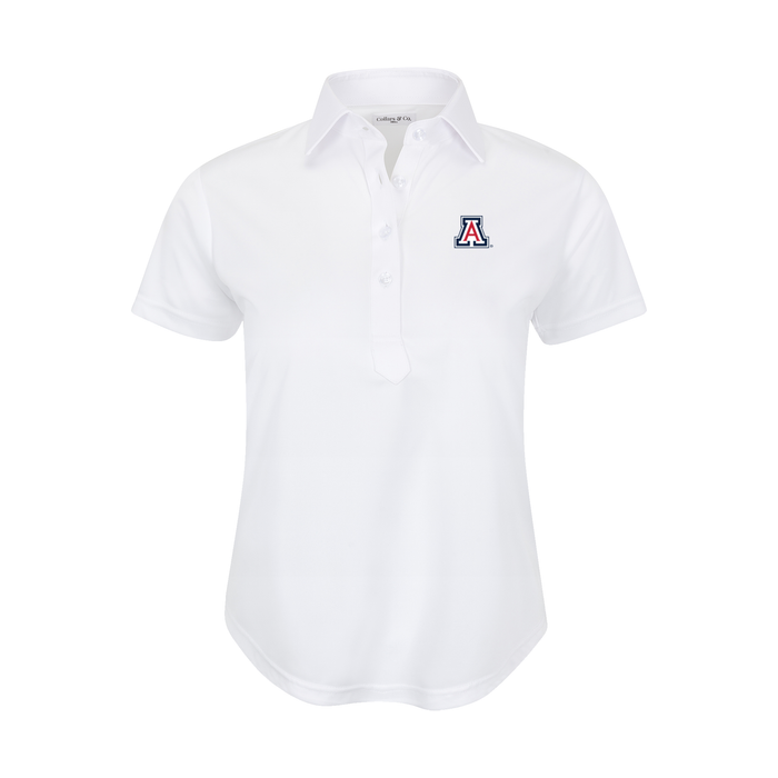 Arizona Women's Cap Sleeve Semi Spread Polo White