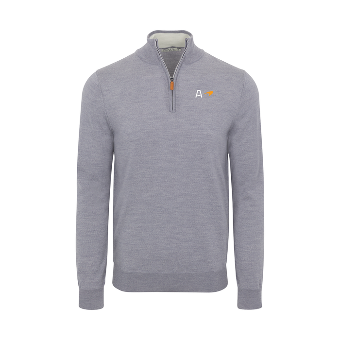 Arrow McLaren Grey Melange Cashmere Touch Australian Merino Quarter Zip Sweater