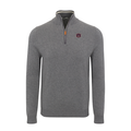 Auburn Grey with Grey Trim Luxury Touch Cotton and Cashmere Quarter Zip Sweater