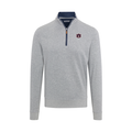 Auburn Heather Cloud Cotton Quarter Zip Pullover Light Grey with Navy Trim