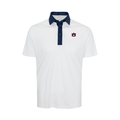 Auburn Semi-Spread Collar Polo Austin White with Navy Accent