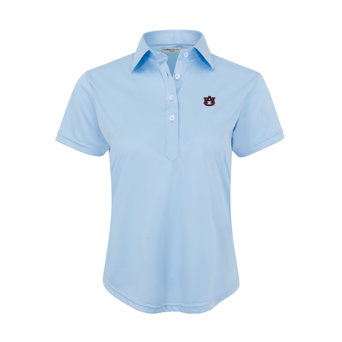 Auburn Women's Cap Sleeve Semi Spread Polo Sky Blue