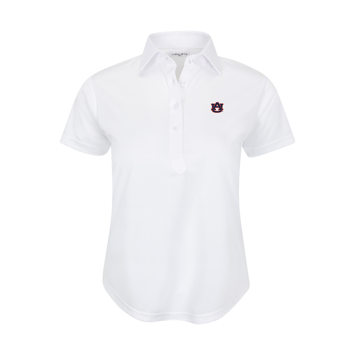 Auburn Women's Cap Sleeve Semi Spread Polo White