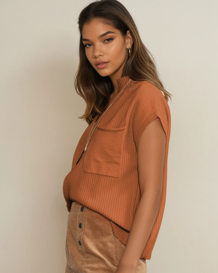 Ayla Short Sleeve Sweater - Orange