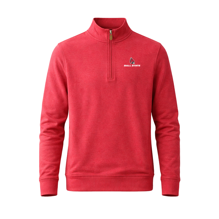 Ball State Cloud Cotton Quarter Zip Pullover Sunset Red