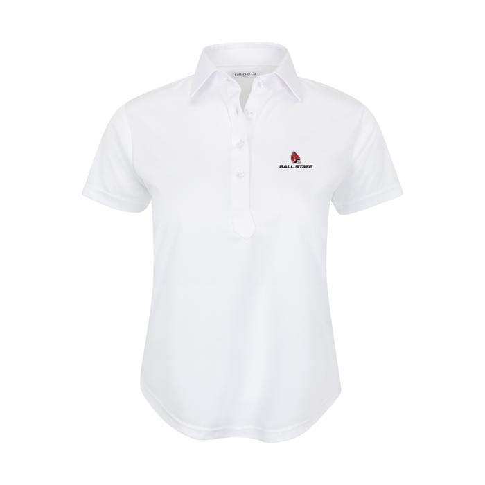 Ball State Women's Cap Sleeve Semi Spread Polo White