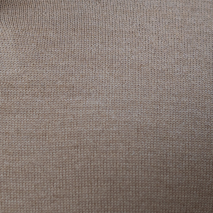 Bellagio Three Button Long Sleeve Merino Polo Camel
