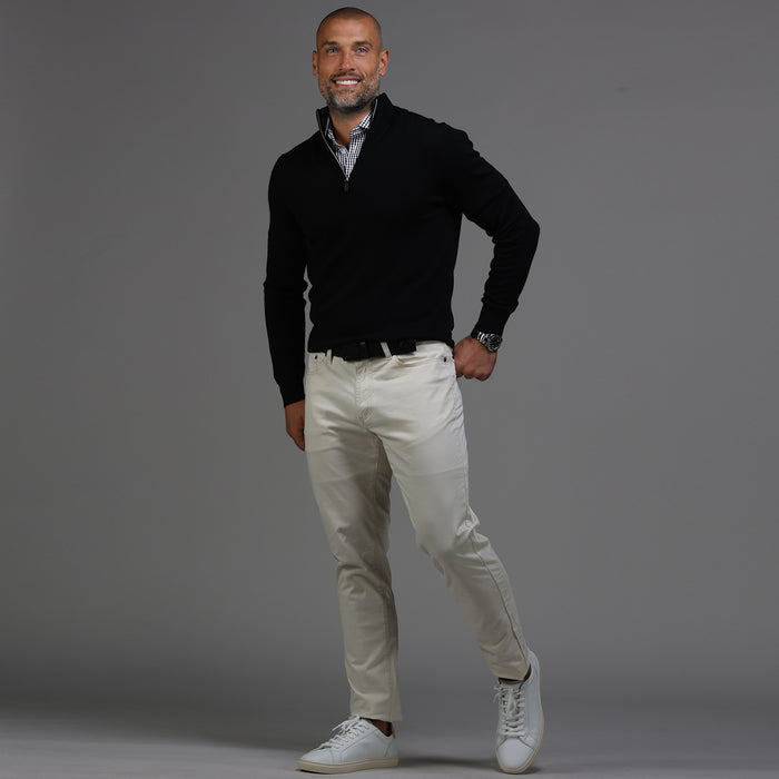 Black Cashmere Touch Australian Merino Quarter Zip Sweater