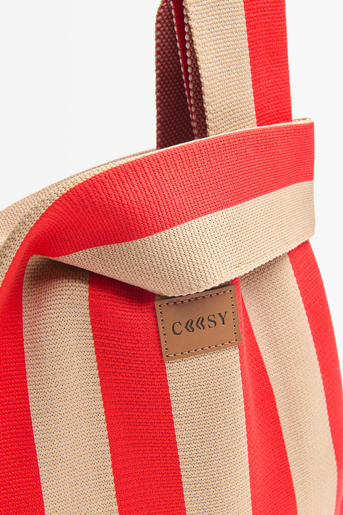BOLSO MIKONOS ROJO/BEIGE