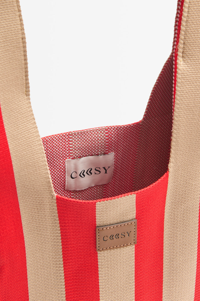 BOLSO MIKONOS ROJO/BEIGE