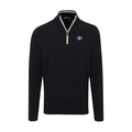 BYU Black with White Trim Luxury Touch Cotton and Cashmere Quarter Zip Sweater