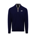BYU Navy with White Trim Luxury Touch Cotton and Cashmere Quarter Zip Sweater