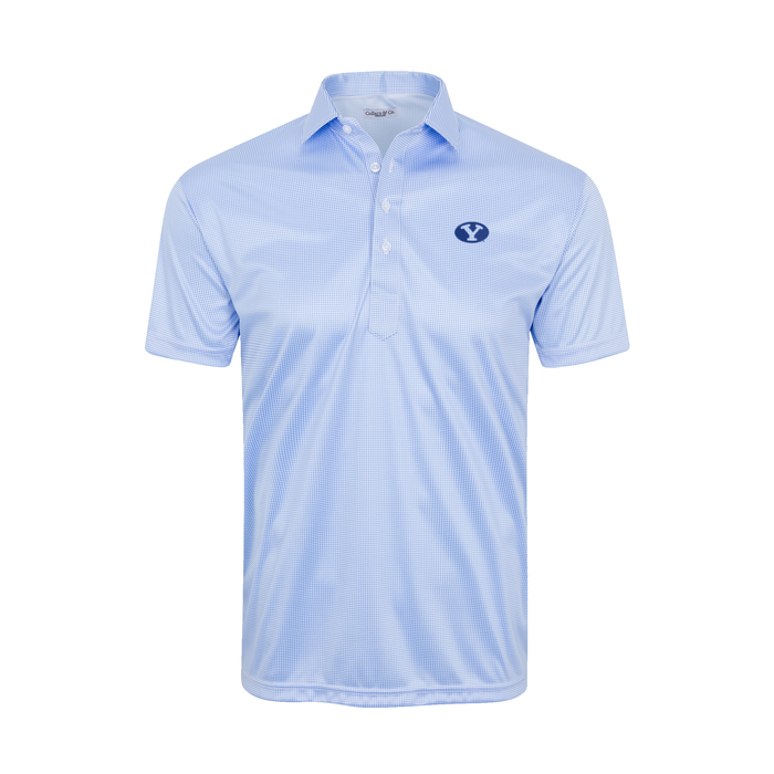 BYU Semi-Spread Collar Polo Blue Houndstooth