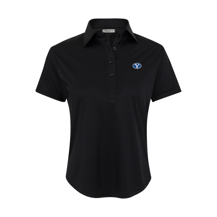 BYU Women's Cap Sleeve Semi Spread Polo Black
