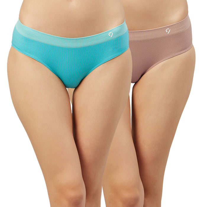 C9 Airwear Ribbed Panty for Women - Cyan & Nude - Pack of 2