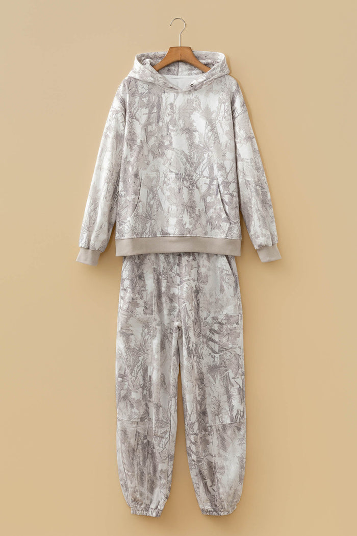 Camo Drop Shoulder Hoodie & Sweatpants Set