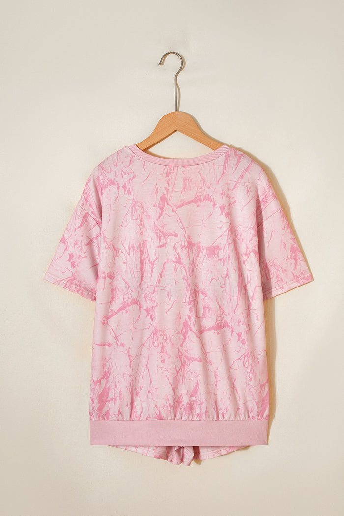 Camo V-Neck Tee & Drawstring Shorts Set