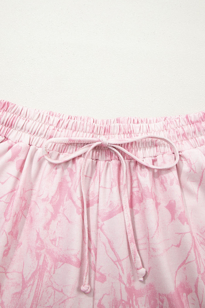 Camo V-Neck Tee & Drawstring Shorts Set