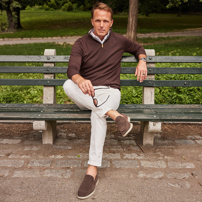 Cashmere Touch Australian Merino Quarter Zip Brown