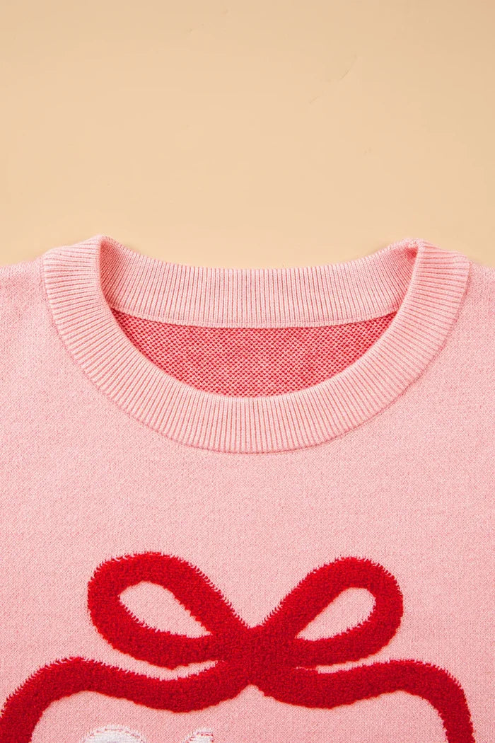 Christmas Bow Merry & Bright Bouclé Textured Sweater