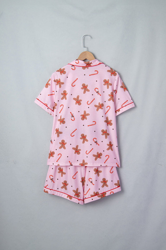 Christmas Gingerbread Top & Shorts Pajama Set