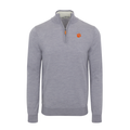 Clemson Grey Melange Cashmere Touch Australian Merino Quarter Zip Sweater