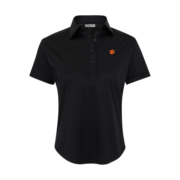 Clemson Women's Cap Sleeve Semi Spread Polo Black