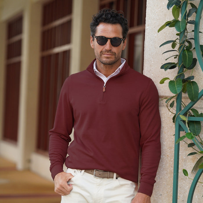 Cloud Cotton Quarter Zip Merlot