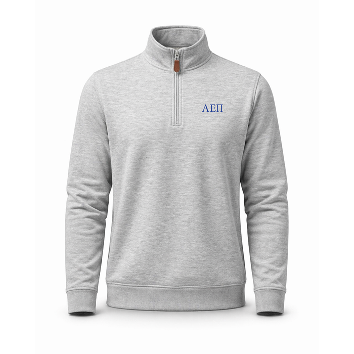 Collars & Co. Alpha Epsilon Pi Heather Cloud Cotton Quarter Zip Pullover Light Grey