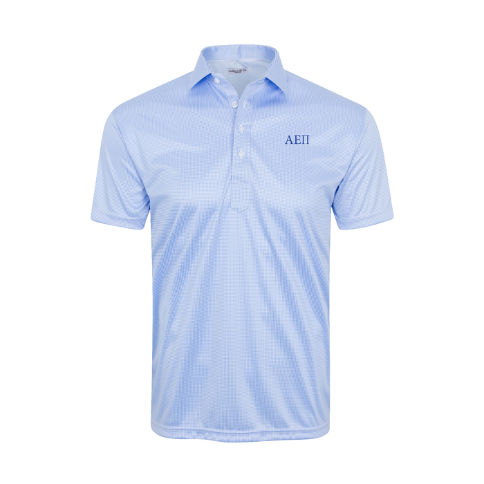 Collars & Co. Alpha Epsilon Pi Semi-Spread Collar Polo Blue Houndstooth