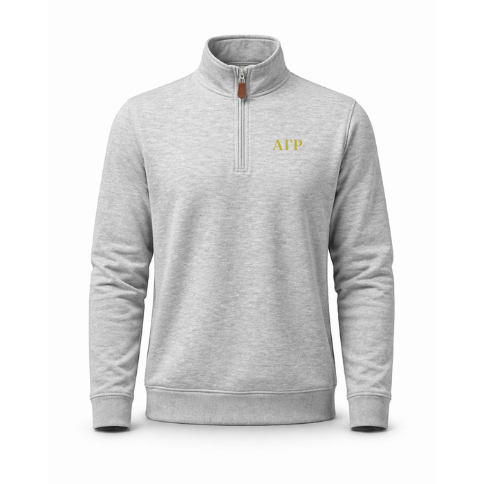 Collars & Co. Alpha Gamma Rho Heather Cloud Cotton Quarter Zip Pullover Light Grey
