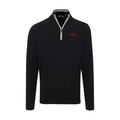 Collars & Co. Alpha Sigma Phi Black with White Trim Luxury Touch Cotton and Cashmere Quarter Zip Sweater