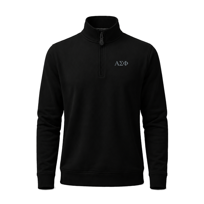 Collars & Co. Alpha Sigma Phi Cloud Cotton Quarter Zip Pullover Black