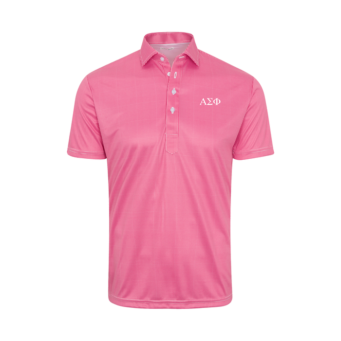 Collars & Co. Alpha Sigma Phi Semi-Spread Collar Polo Red Houndstooth