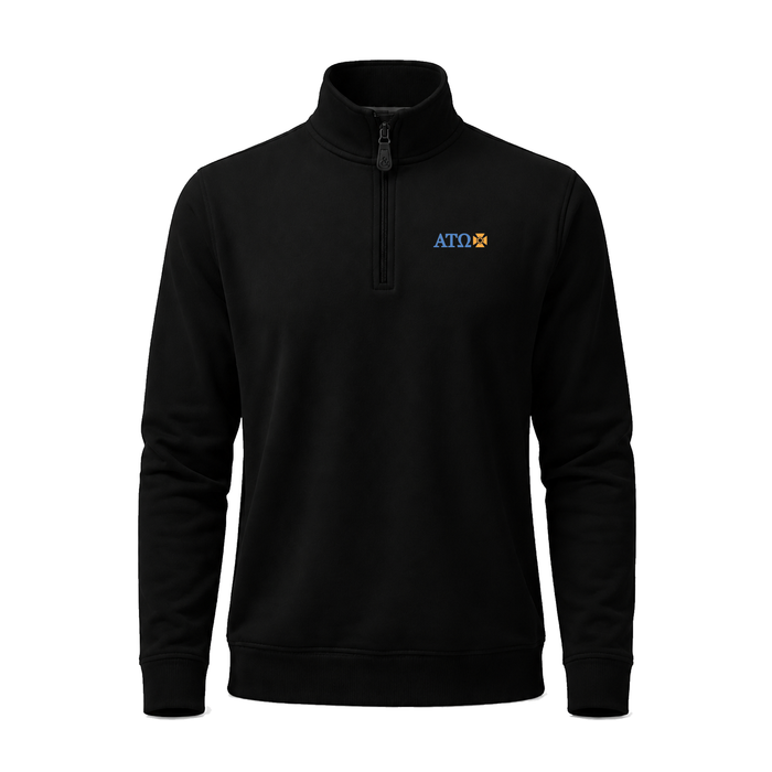 Collars & Co. Alpha Tau Omega Cloud Cotton Quarter Zip Pullover Black