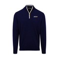 Collars & Co. Alpha Tau Omega Navy with White Trim Luxury Touch Cotton and Cashmere Quarter Zip Sweater