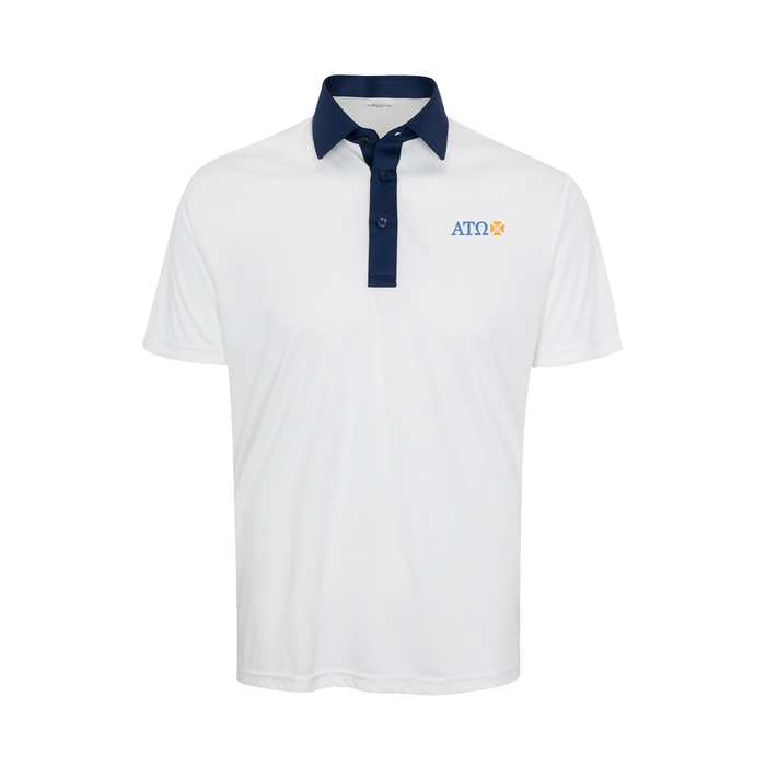 Collars & Co. Alpha Tau Omega Semi-Spread Collar Polo Austin White with Navy Accent