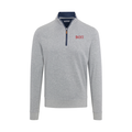Collars & Co. Beta Theta Pi Heather Cloud Cotton Quarter Zip Pullover Light Grey with Navy Trim