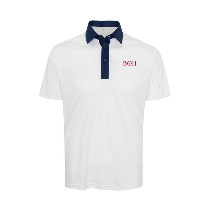 Collars & Co. Beta Theta Pi Semi-Spread Collar Polo Austin White with Navy Accent
