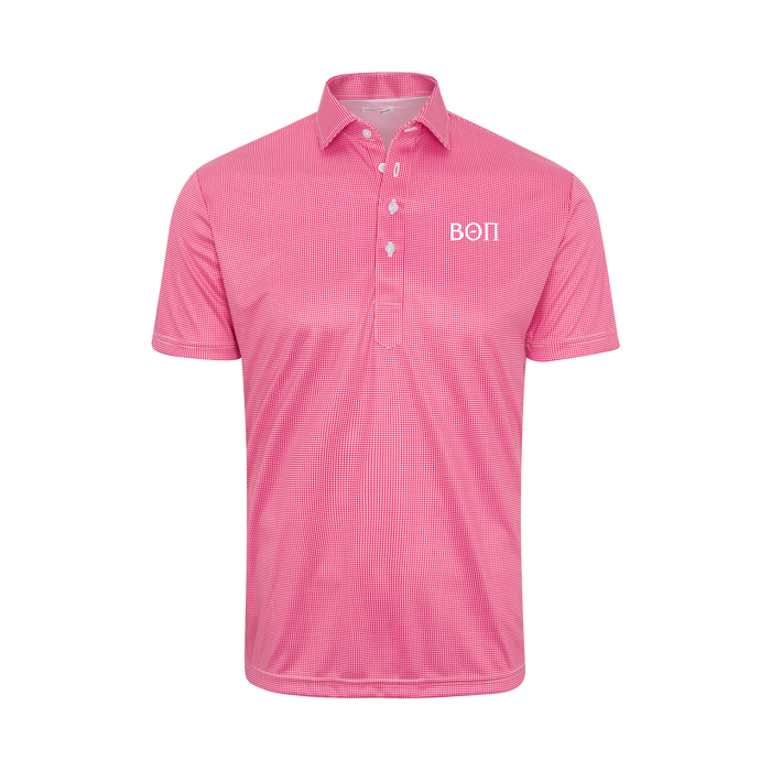 Collars & Co. Beta Theta Pi Semi-Spread Collar Polo Red Houndstooth