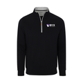 Collars & Co. Beta Upsilon Chi Heather Cloud Cotton Quarter Zip Pullover Black with Light Grey Trim