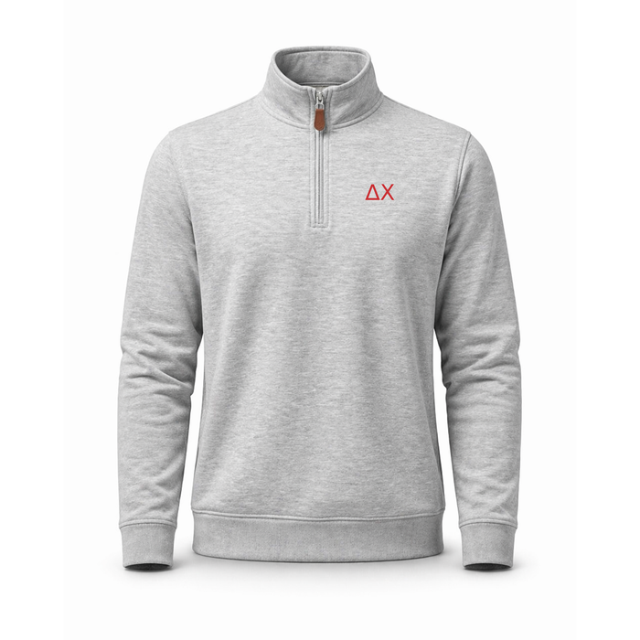 Collars & Co. Delta Chi Heather Cloud Cotton Quarter Zip Pullover Light Grey