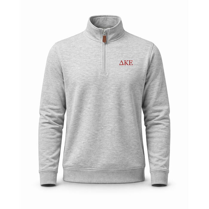 Collars & Co. Delta Kappa Epsilon Heather Cloud Cotton Quarter Zip Pullover Light Grey