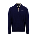 Collars & Co. Delta Kappa Epsilon Navy with White Trim Luxury Touch Cotton and Cashmere Quarter Zip Sweater